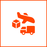 Airplane, truck, and package delivery icon.